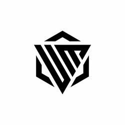 um logo monogram with triangle and hexagon modern vector image