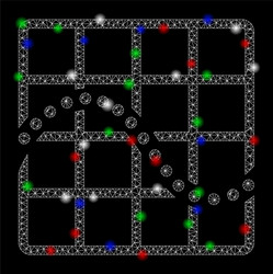 bright mesh network function chart with flare vector