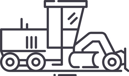 Motor grader icon linear isolated vector