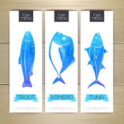 Set of fish seafood banners document template vector