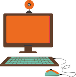 Silhouette color with desktop computer and webcam vector