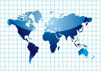 World map with coordinate grid Royalty Free Vector Image