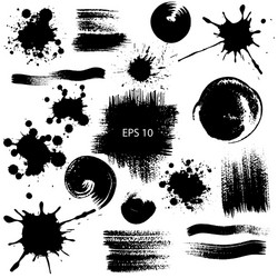 set ink splash spray spots blobs labels grunge vector image