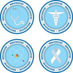 Set labels with text and elements for world health vector