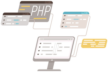 working on web development concept of script vector image