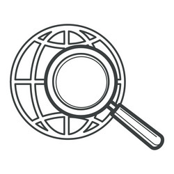 Worldwide search globe and magnifying glass vector