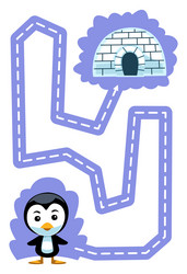 Penguin Handwriting Trace Game vector image
