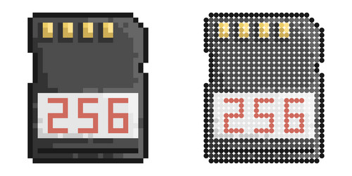 pixel icon memory card for storing information vector image