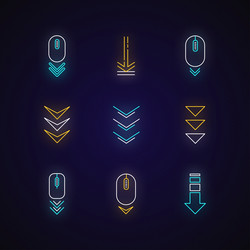 scroll down buttons neon light icons set internet vector image