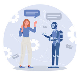 AI Conversation with Robot vector image