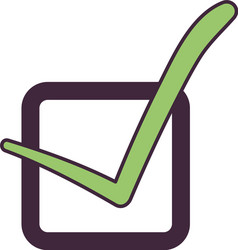 check mark on square line and fill style icon vector image