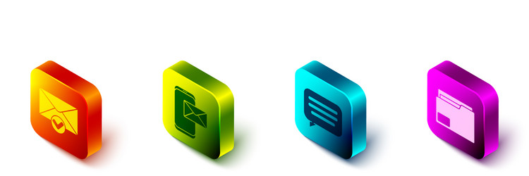 set isometric envelope and check mark mobile vector image