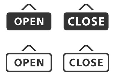 Set of close and open icon sign cancel symbol web vector