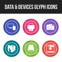 unique line icon set data and devices vector image