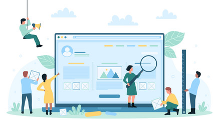 website app wireframe creation tiny people vector image