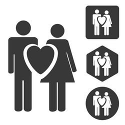 Love couple icon set monochrome vector