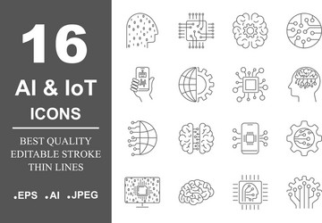 AI Icon Set - Neural Networks & Intelligence vector image