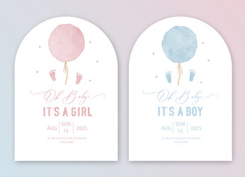Cute baby shower watercolor invitation card vector