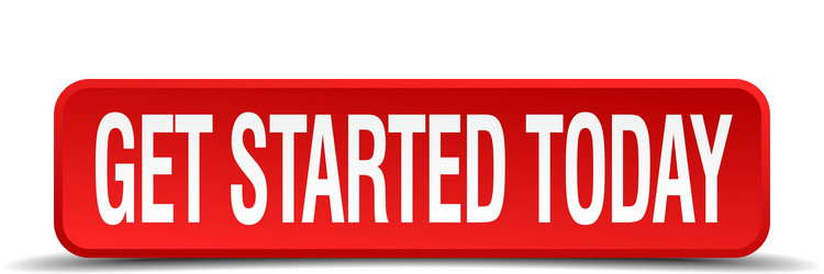 Get started today red 3d square button on white vector