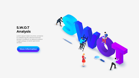 Isometric SWOT Analysis with Characters vector image