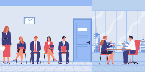job interview queue composition vector image