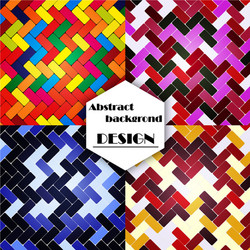 set of abstract geometric seamless color vector image