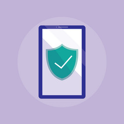 tablet device with shield and check symbol vector image
