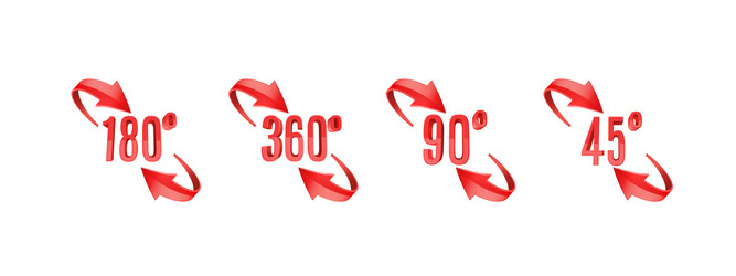 3d curve arrows and rotation angle degrees sing vector image