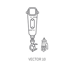 Bionic robot arm prosthesis line icon set vector