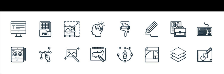 Graphic design line icons linear set quality vector