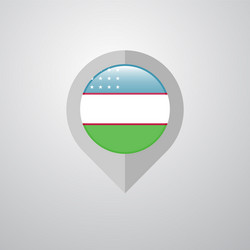 Map navigation pointer with uzbekistan flag design vector