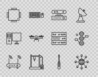 Set line router and wi-fi signal social network vector
