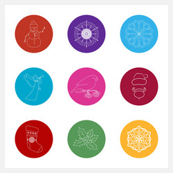 set of colorful round linear style icons vector image