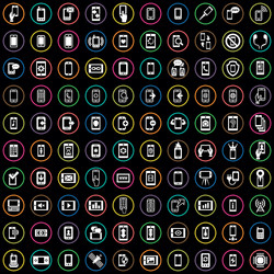 Smartphone 100 icons universal set for web and ui vector