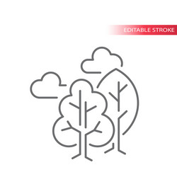 Trees with clouds line icon vector