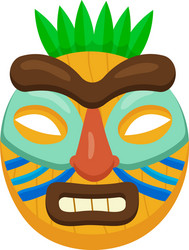 Ugly african mask with opened mouth thick vector