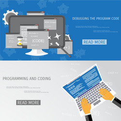 Flat concept of programming and coding vector