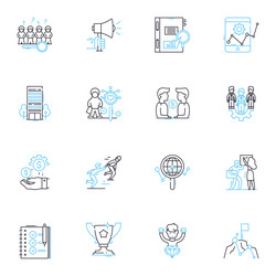 metrics and tables linear icons set analytics vector