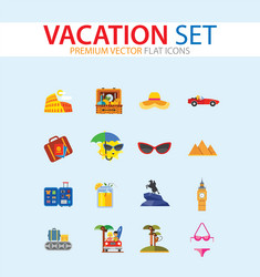 Vacation icon set vector