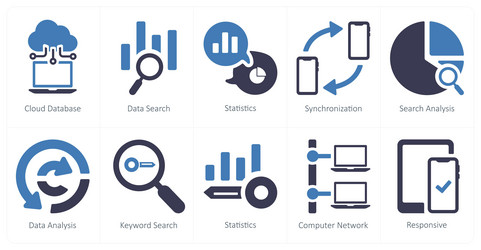 a set of 10 web marketing icons as cloud database vector image