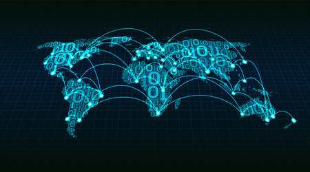 abstract world map from digital binary code vector