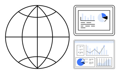 global data analysis concept with globe vector image