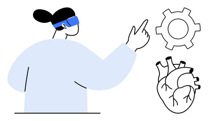 person using virtual reality to interact vector image