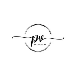 Initial pv handwriting logo with circle template Vector Image