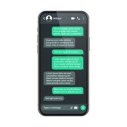 realistic smartphone with messaging app sms text vector image
