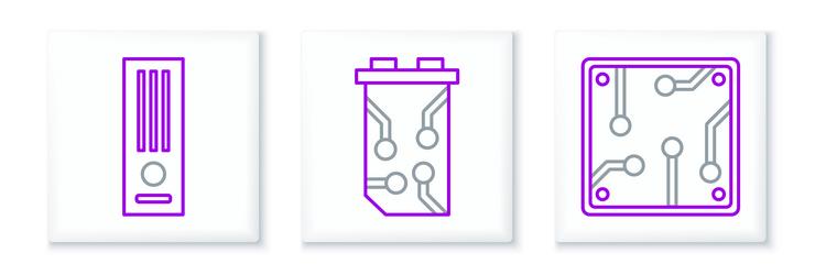 set line processor video game console and graphic vector image