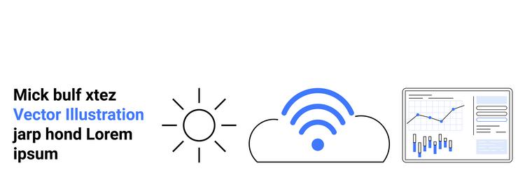 sun cloud with wireless signal and analytics vector image