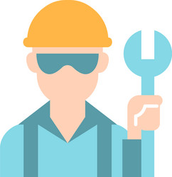 Blue collar worker flat color icon vector