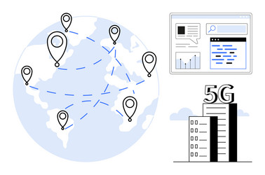 global connectivity with 5g network digital data vector image