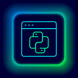 glowing neon line python programming language icon vector image